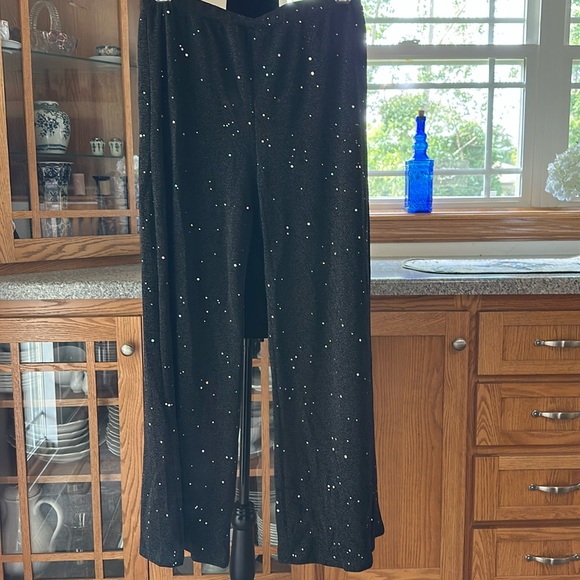 Black Wide Leg Sparkle Trousers - Picture 1 of 5